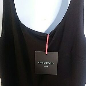 NWT-Cynthia Rowley Little Black Fitted Midi Tank Dress w/ Pockets!